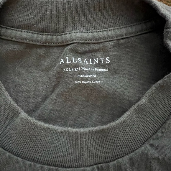 All Saints London Charcoal Short Sleeve Tee XXL Oversized - Picture 2 of 6